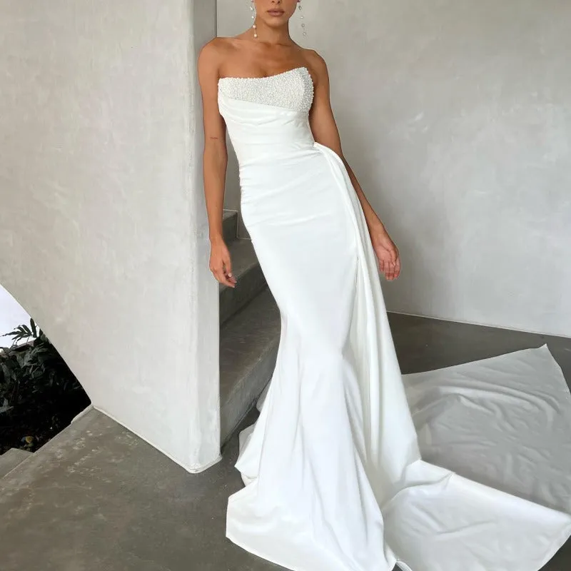 Stunning Beaded Strapless Mermaid Wedding Dress WD4007