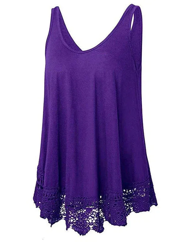 Stylish Lace Sleeveless Plus Size Cotton Vest for Women