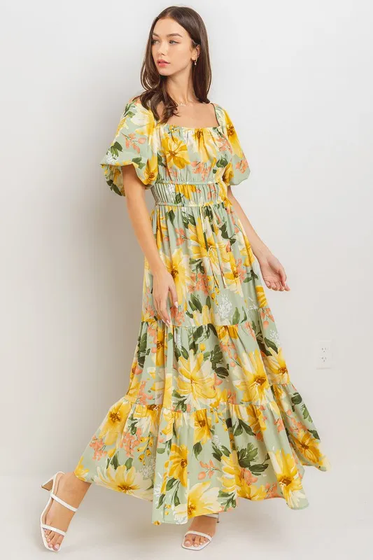 Sunny Days Balloon Sleeve Maxi Dress