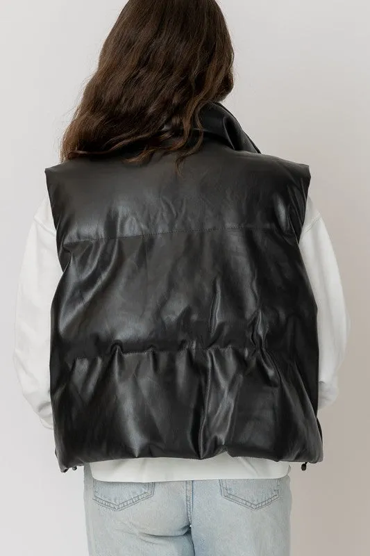 The Blakely Faux Leather Puffer Vest