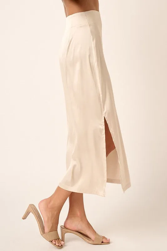 The Emeline Satin Midi Skirt