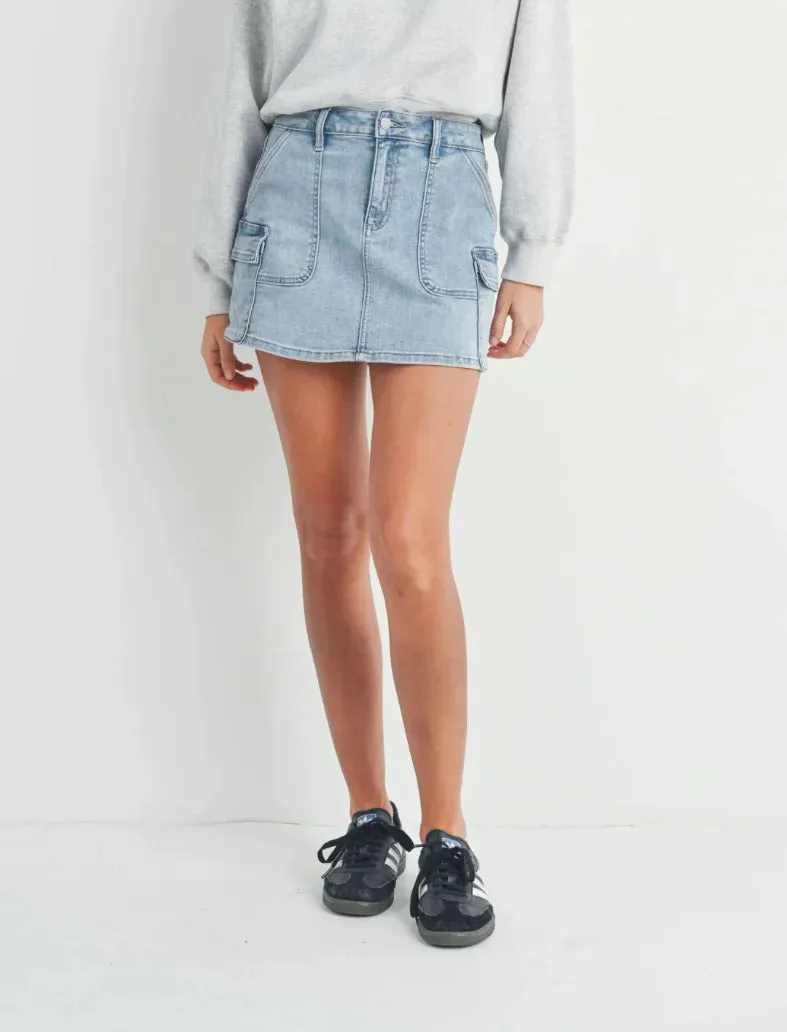 The Isla Cargo Denim Mini Skirt