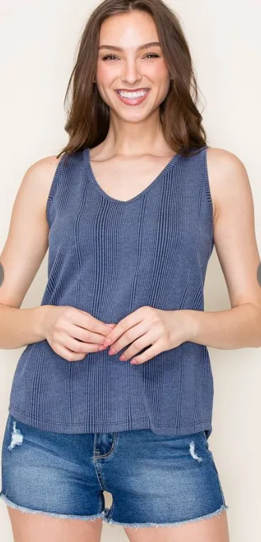 The Jessie V-Neck Textured Relaxed Tank