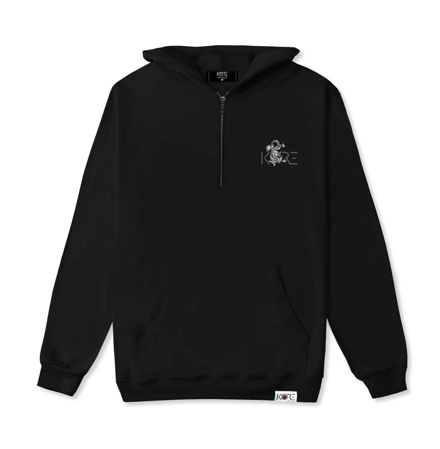 TRIGRAM K DRAGON HALF ZIP UP HOODIE (BLACK)