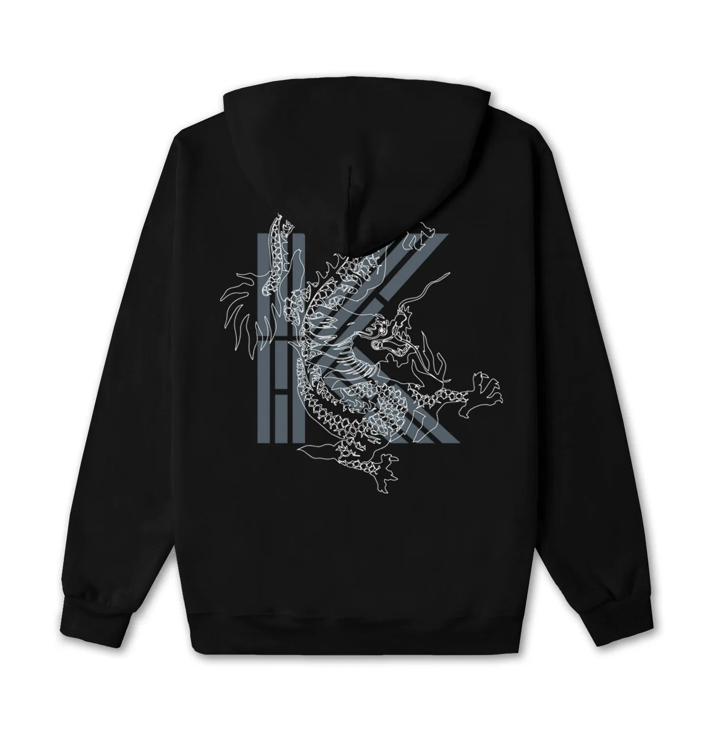 TRIGRAM K DRAGON HALF ZIP UP HOODIE (BLACK)