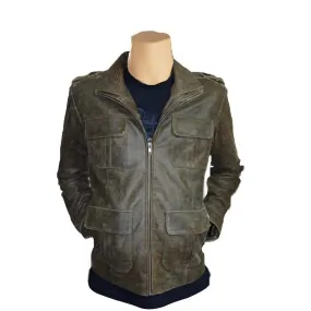 Vintage Blast leather jacket with point collar