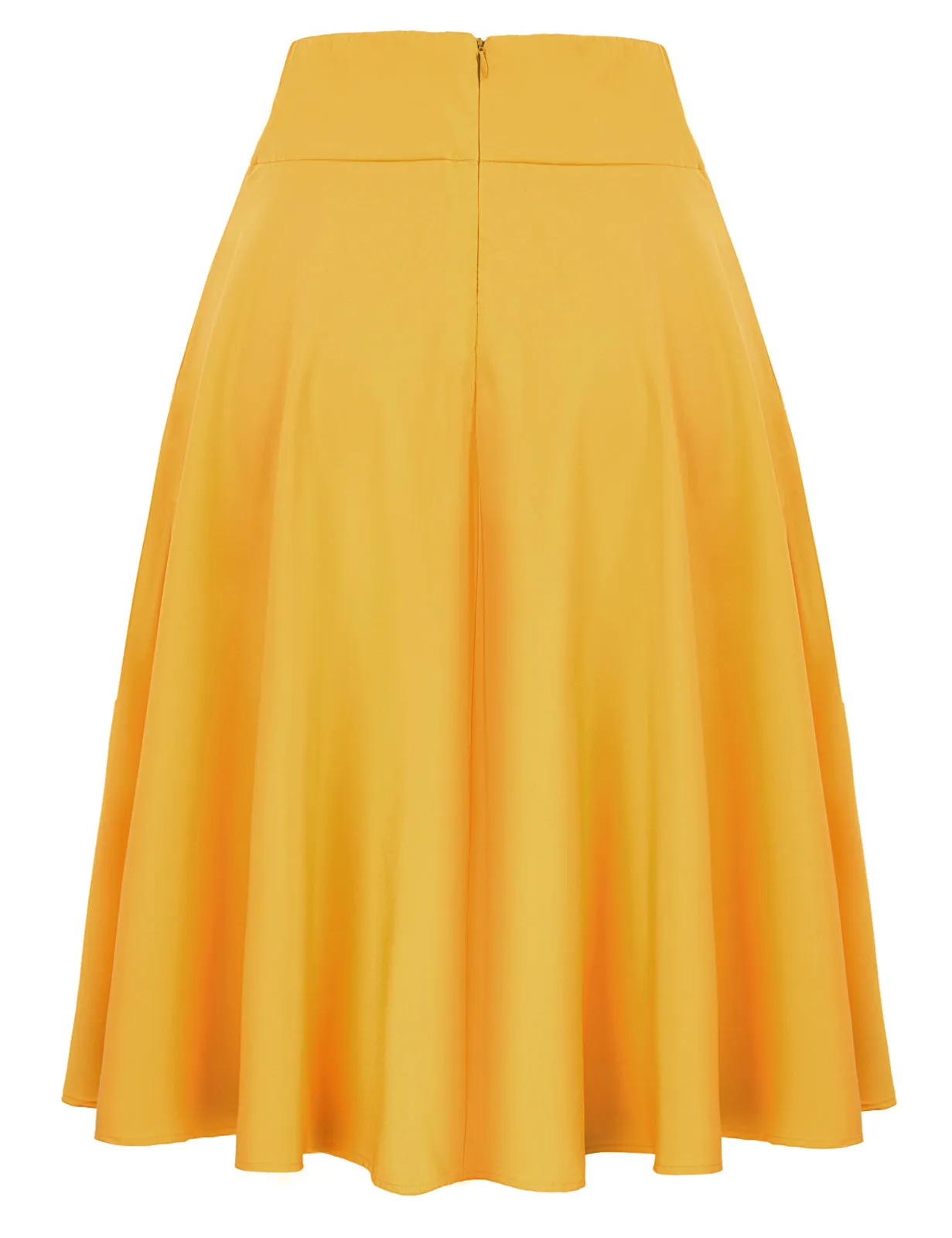 Vintage High Waist A-Line Pockets Skirt Skater Flared Midi Skirts