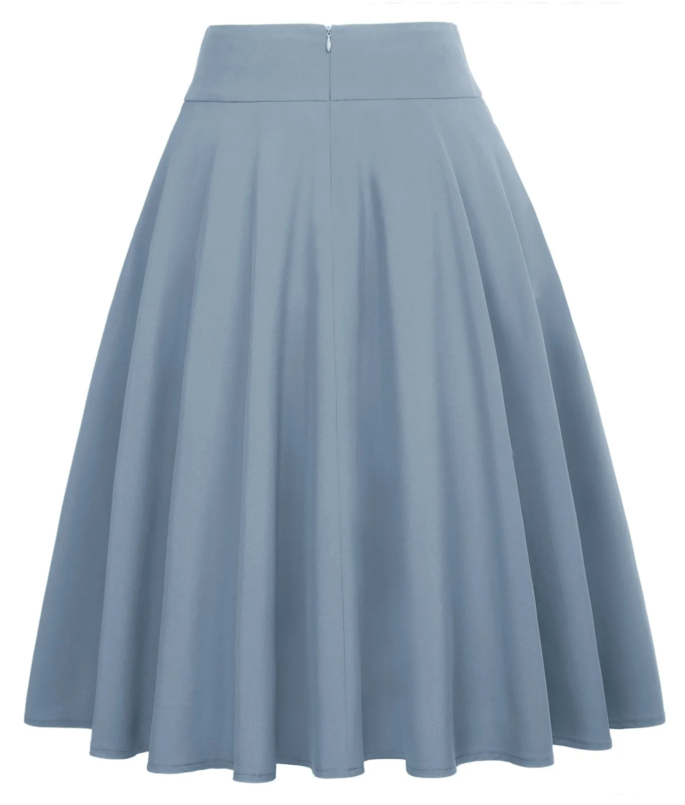 Vintage High Waist A-Line Pockets Skirt Skater Flared Midi Skirts