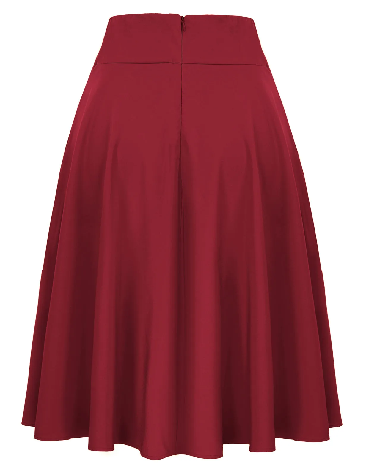 Vintage High Waist A-Line Pockets Skirt Skater Flared Midi Skirts