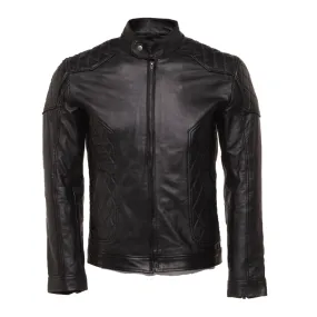 Welsh's moto style leather jacket with diamond stitching details