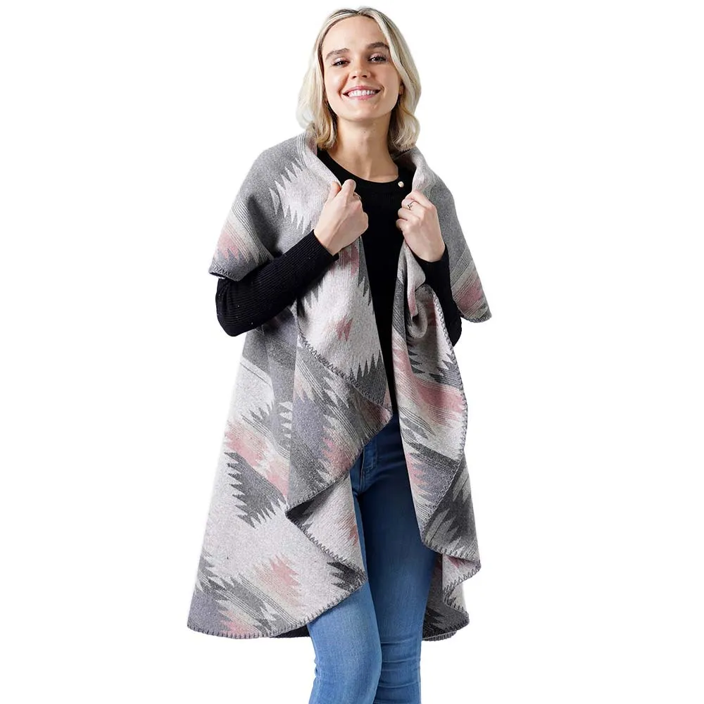 Western Pattern Round Poncho Vest