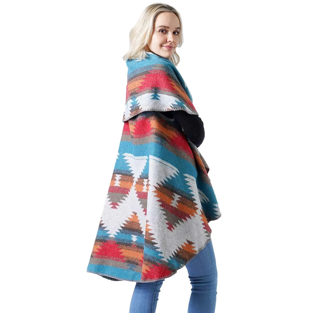 Western Pattern Round Poncho Vest