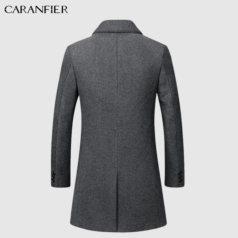 Winter Wool Jacket Plus Velvet Men High Quality Middle-aged Outwear Casual Slim Collar Long Cotton Collar Trench Coat