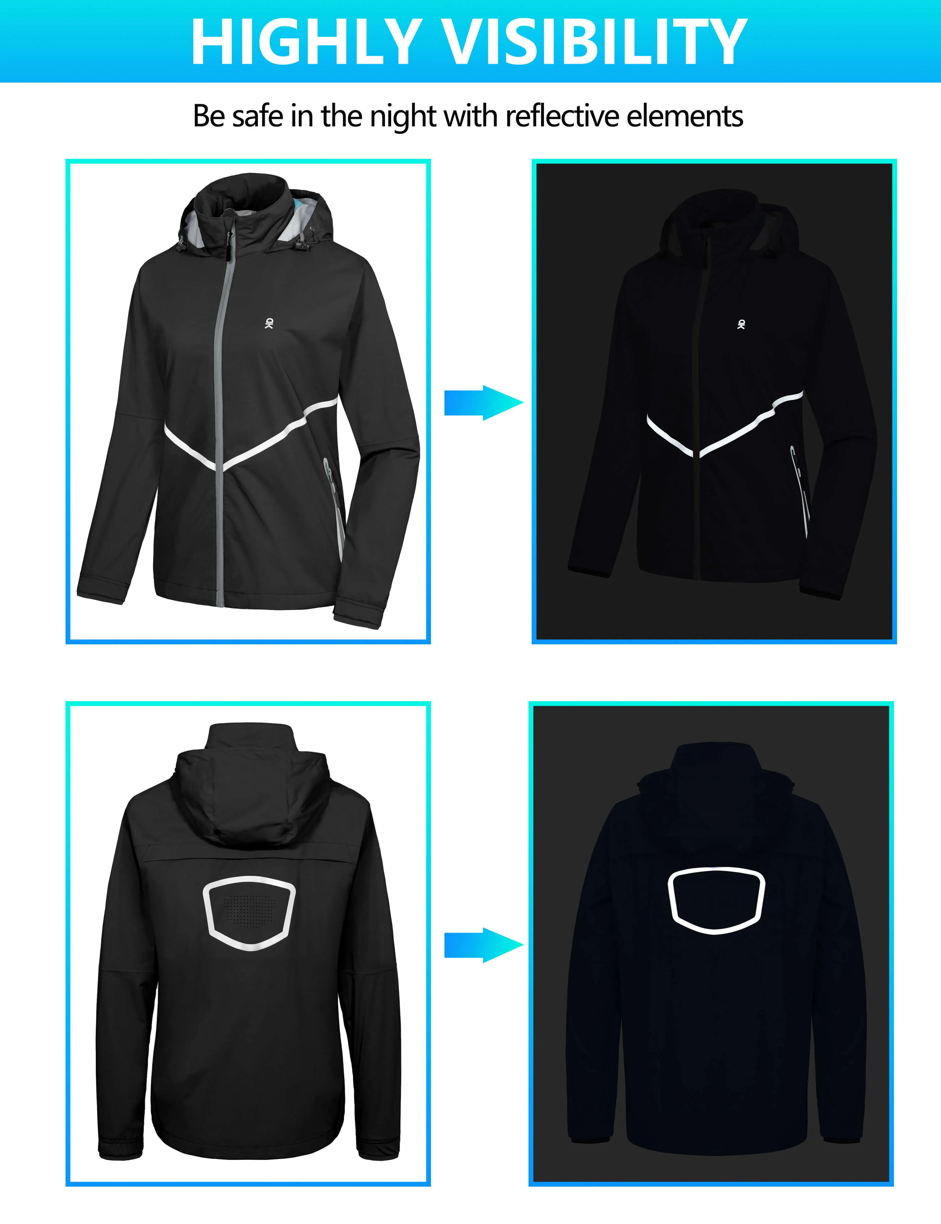 Women's Waterproof Running Reflective Cycling Jackets